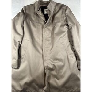 Vintage London Towne Coat Mens 42 Regular Taupe Removable‎ Faux Fur Liner